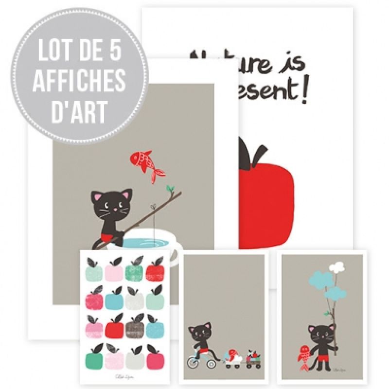 Lot de 5 posters Moka et Pom  Lilipinso